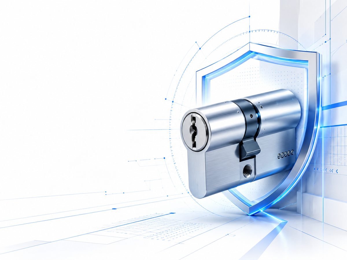 High-security lock cylinder protected by a digital shield, fitted by Fort Secure in Lewes